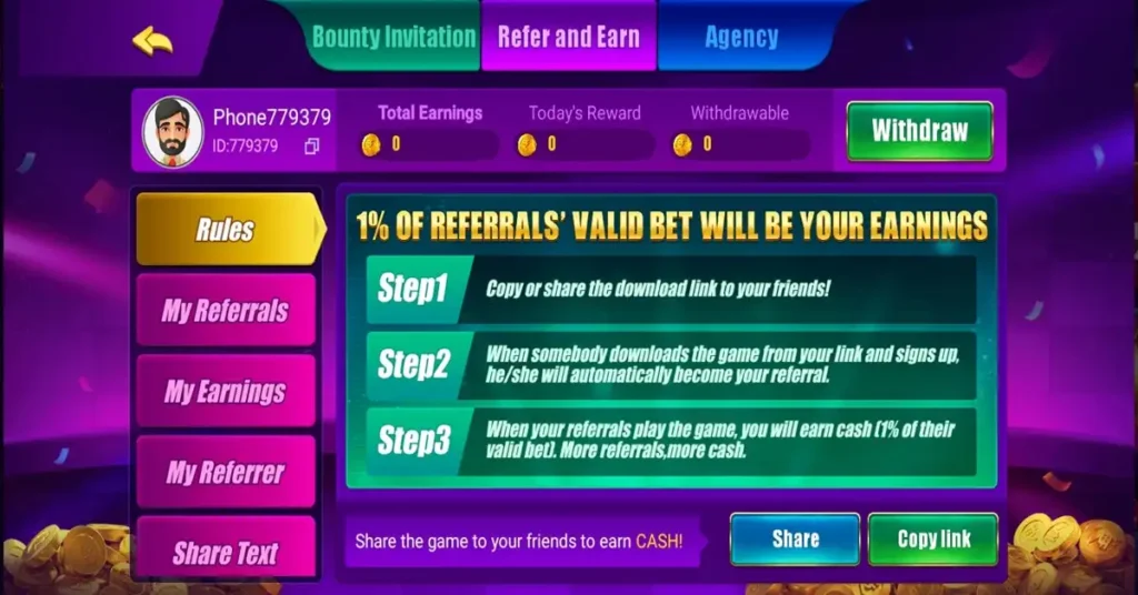 Teen Patti Rummy Master Refer And Earn